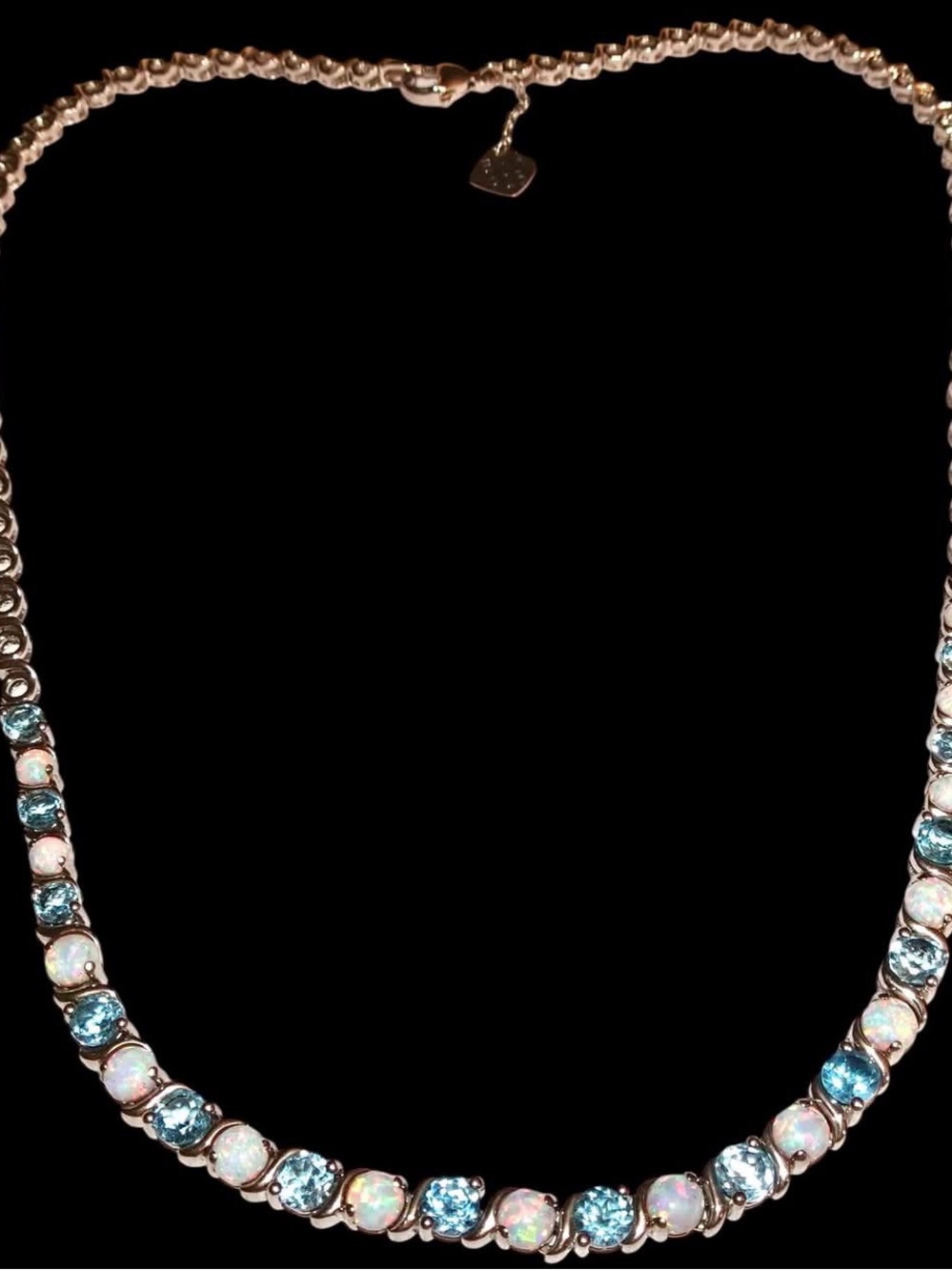 EMA Sterling Silver Blue Topaz & Created Opal Necklace